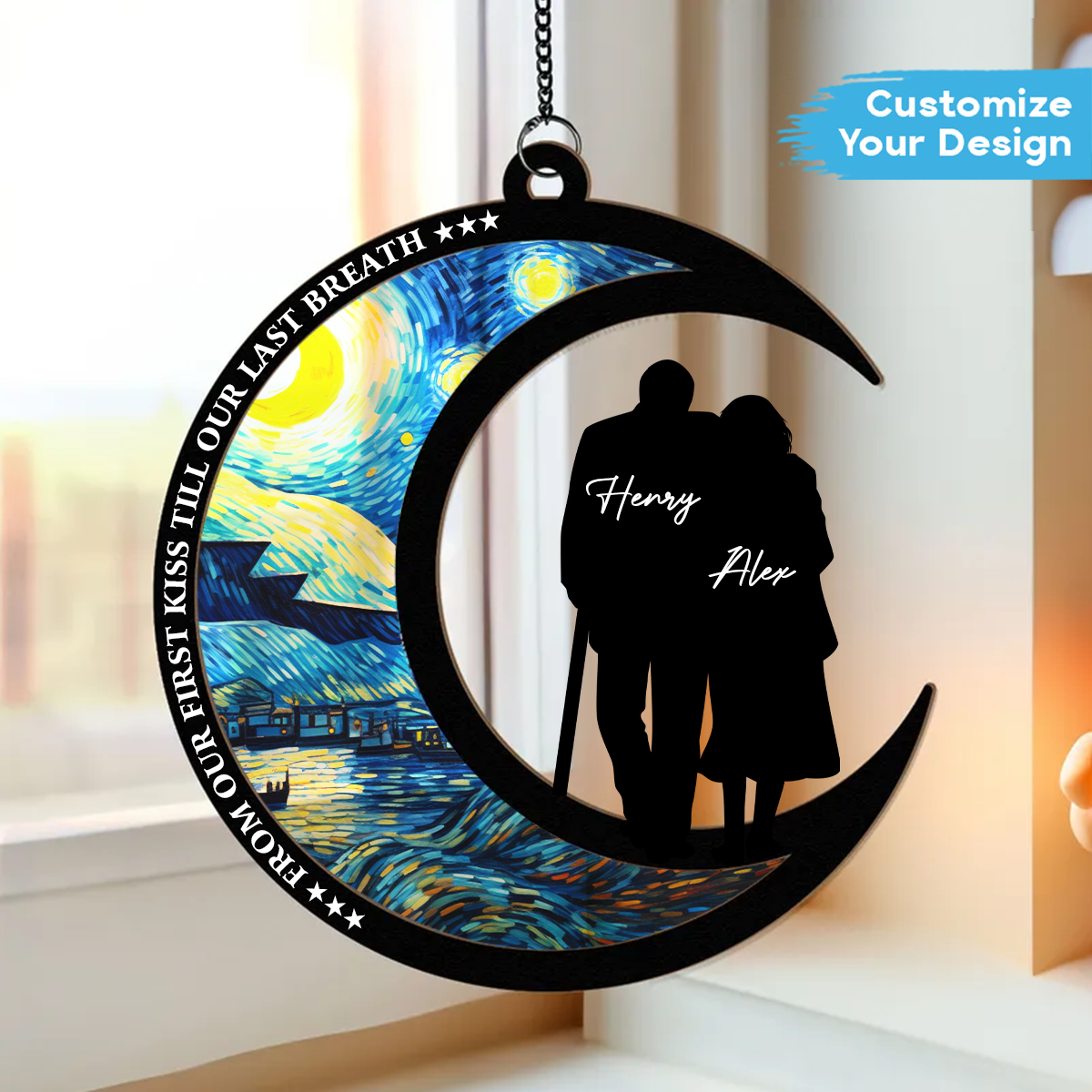 From Our First Kiss Till Our Last Breath - Personalized Window Hanging Suncatcher Ornament