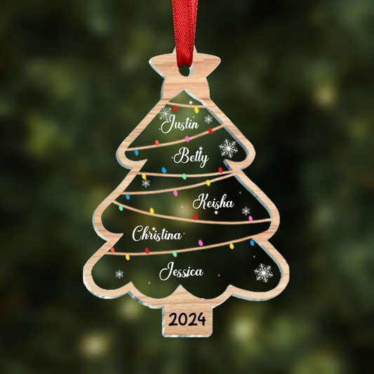 Wish You A Wonderful Christmas - Family Personalized Custom Ornament - Acrylic Custom Shaped - Christmas Gift For Family Members