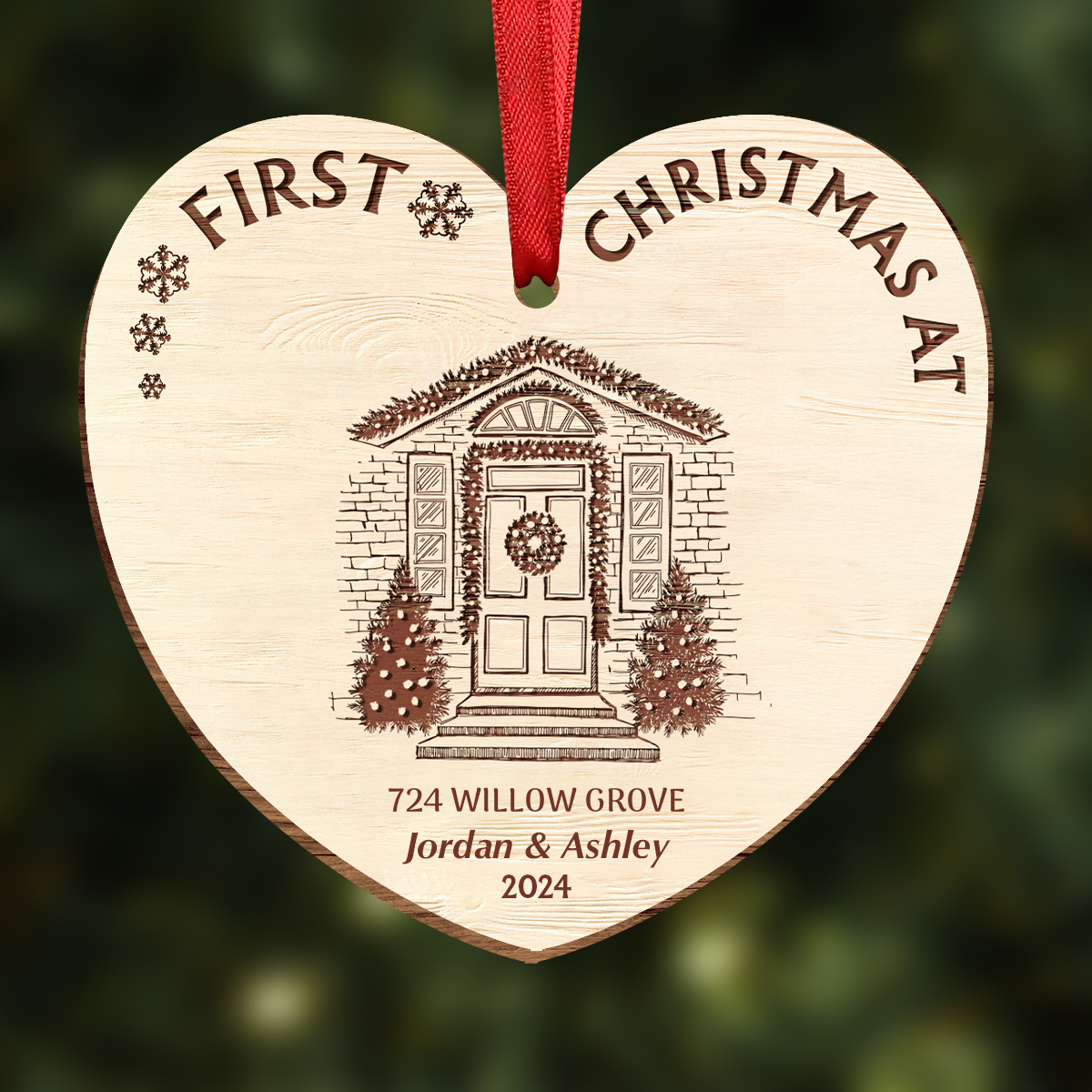 First Christmas In Our New Home - Personalized Custom Shaped Wooden Ornament