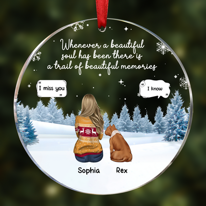 Memorial Dog Cat Beautiful Soul Beautiful Memories - Personalized Circle Acrylic Ornament