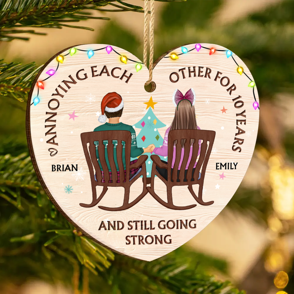 Annoying Each Other For Years Couple - Personalized Custom Shaped Wooden Ornament