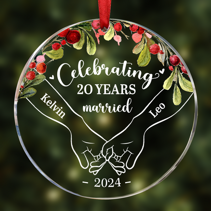 Happy Anniversary Celebrating Married - Personalized Circle Acrylic Ornament