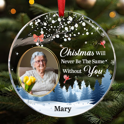 Custom Photo Forever In My Heart Cardinal - Personalized Circle Acrylic Ornament