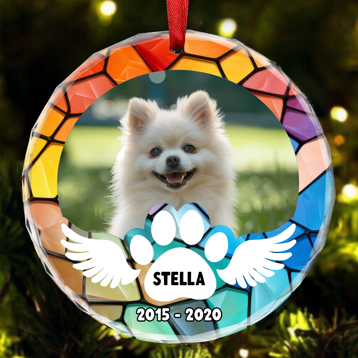 Custom Photo In Loving Memory Pet Wings - Personalized Circle Ornament