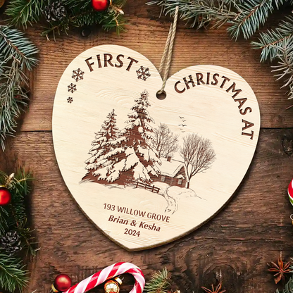 First Christmas In Our New Home - Personalized Custom Shaped Wooden Ornament