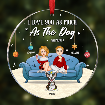 Christmas Pet Lovers Couple I Love You - Personalized Circle Acrylic Ornament