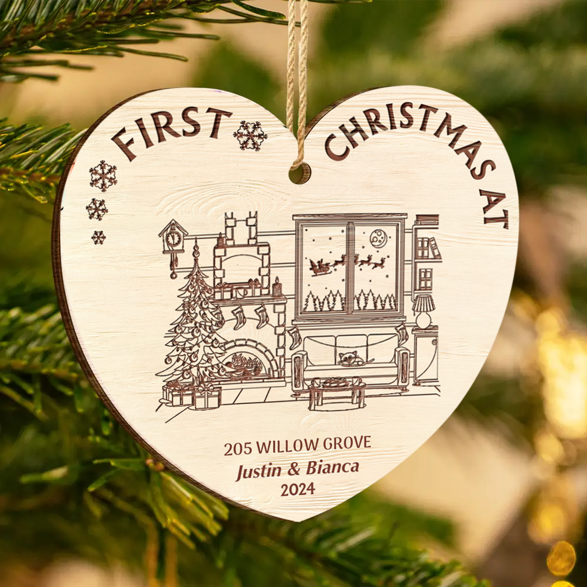 First Christmas In Our New Home - Personalized Custom Shaped Wooden Ornament