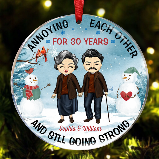 Old Couple Annoying Each Other - Christmas Gift For Couple - Personalized Custom Circle Ornament