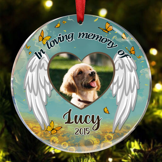 In Loving Memory Dogs Memorial Photo Personalized Circle Ornament