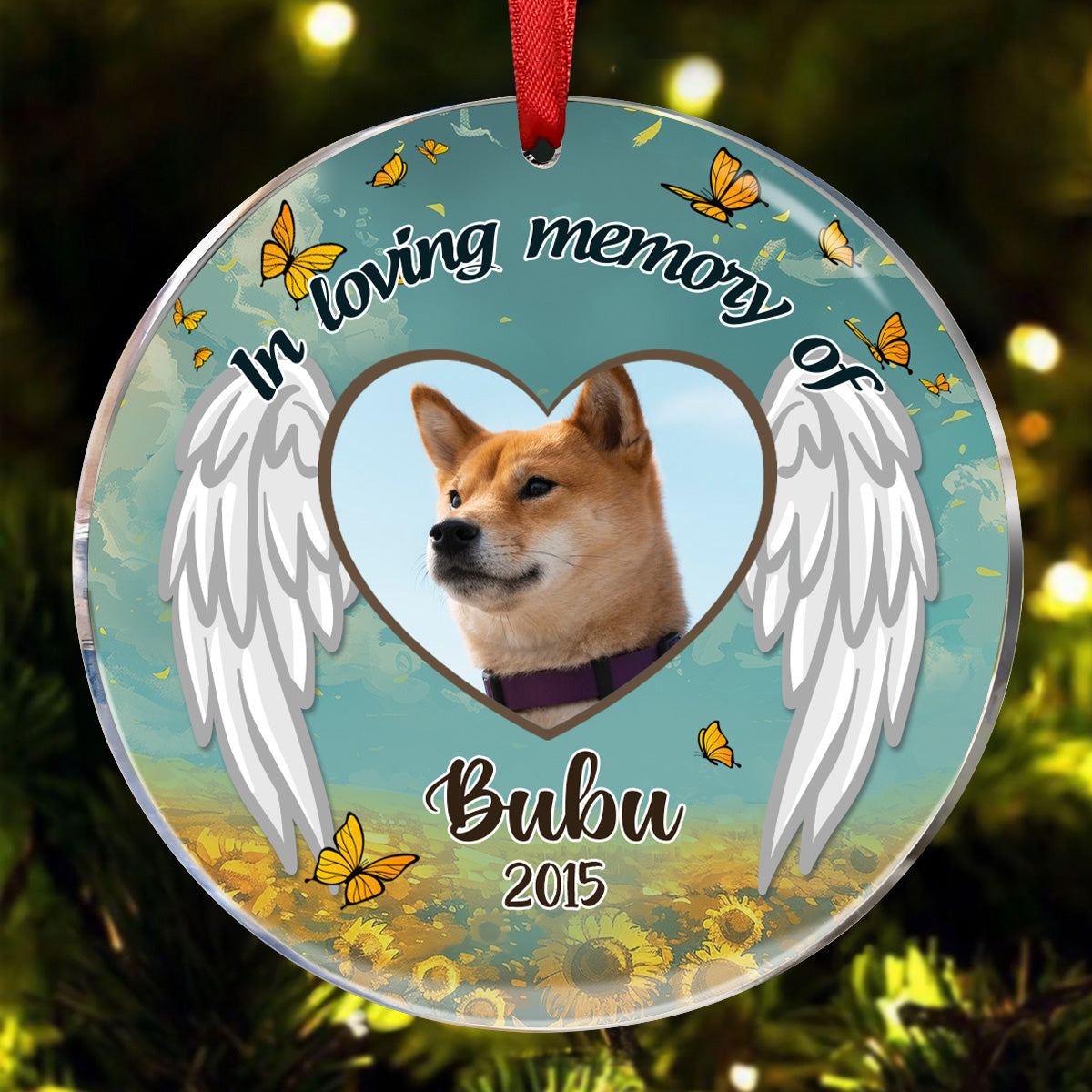 In Loving Memory Dogs Memorial Photo Personalized Circle Ornament