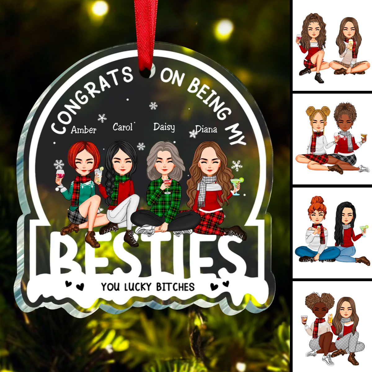 Besties - Congrats On Being My Besties - Personalized Circle Ornament