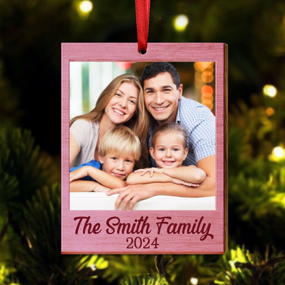 Custom Photo Christmas Family Couple Pet Lover - Personalized  Wooden Ornament