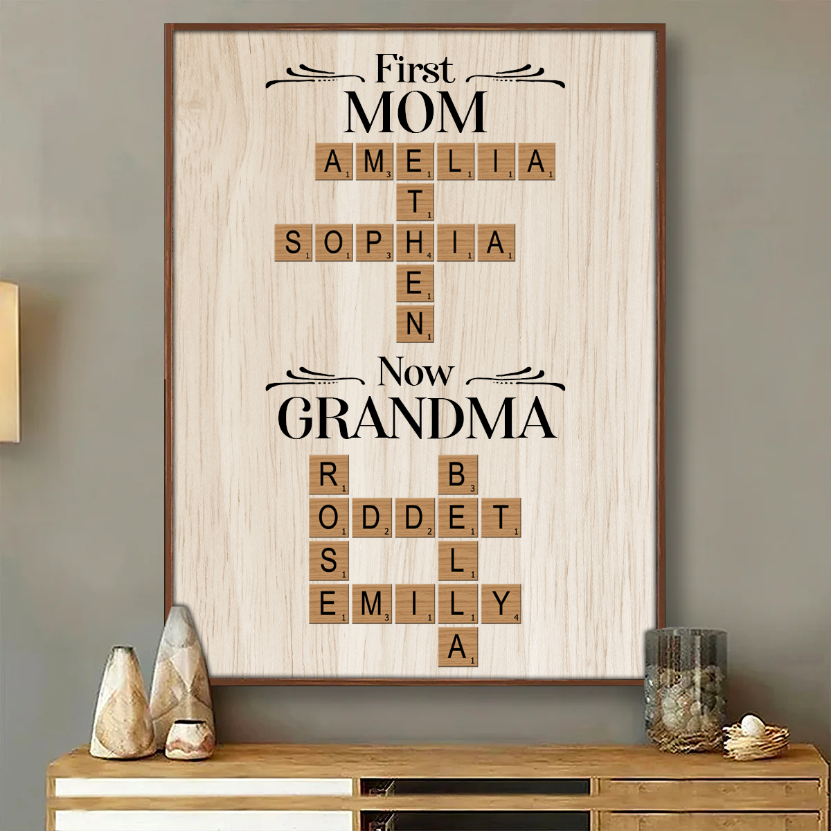 First Mom Now Grandma Crossword Puzzle Art Personalized Poster