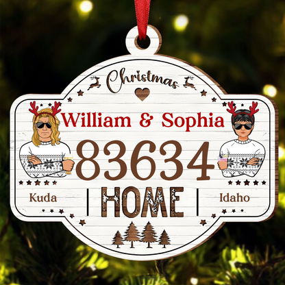 House Number First Christmas In Our New Home - Personalized Custom Shaped Wooden Ornament