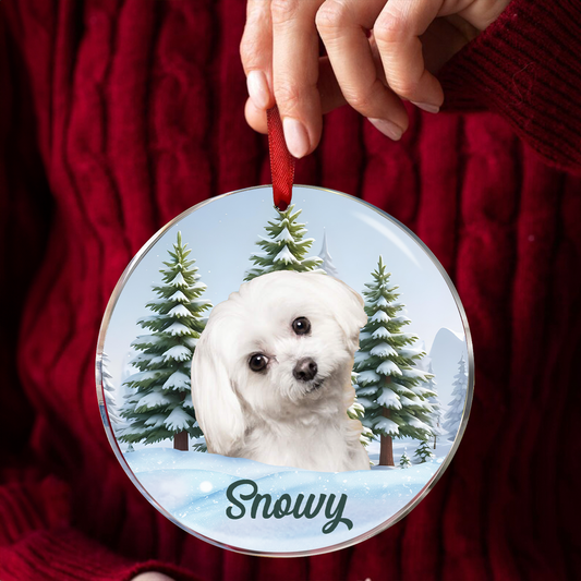 Custom Photo Pet Face Memorial - Personalized Circle Acrylic Ornament