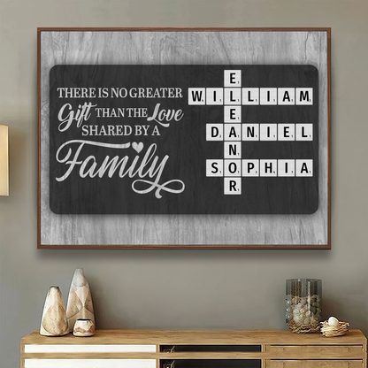 No Greater Gift Than Family Love Crossword Puzzle Art Personalized Poster, Family Keepsake