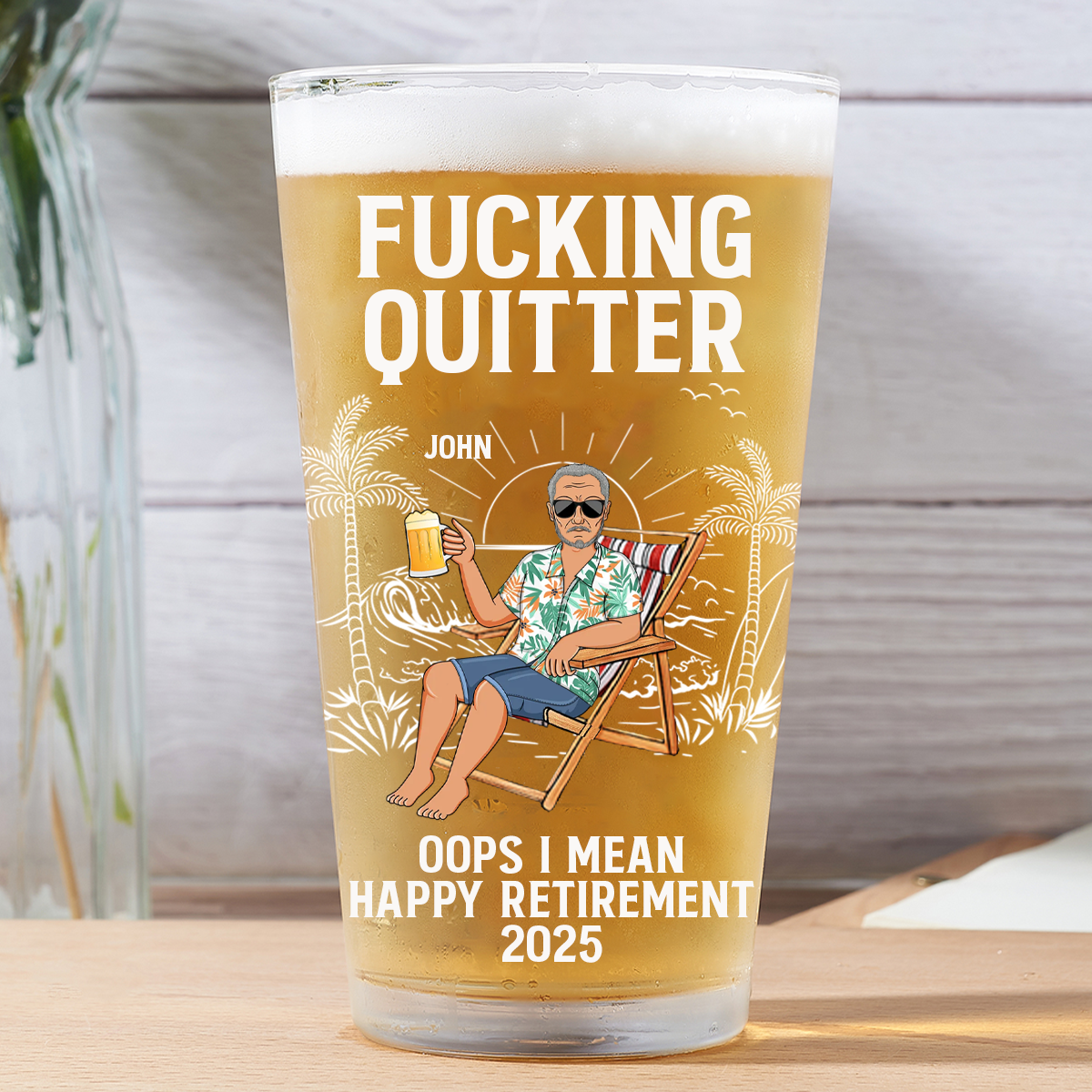 Oops I Mean Happy Retirement - Personalized Beer Glass