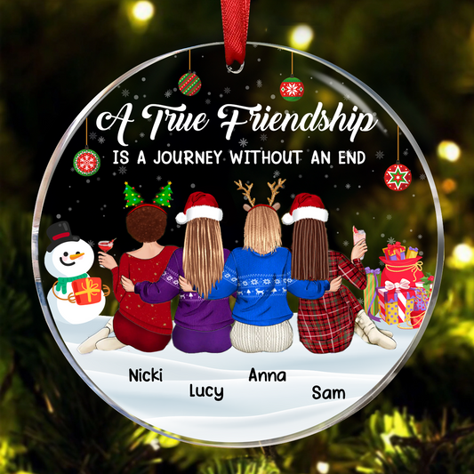 A Journey Without An End Christmas Bestie - Personalized Circle Acrylic Ornament