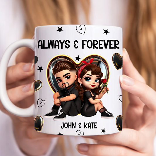 Pretty Couple Roses Heart Together Since Personalized AOP Mug, Valentine's Day Gift, Anniversary Gift for Couples