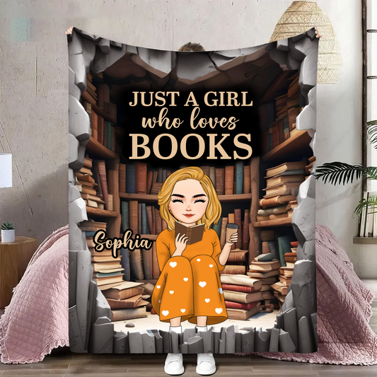 Just A Girl Who Loves Books - Personalized Fleece Blanket