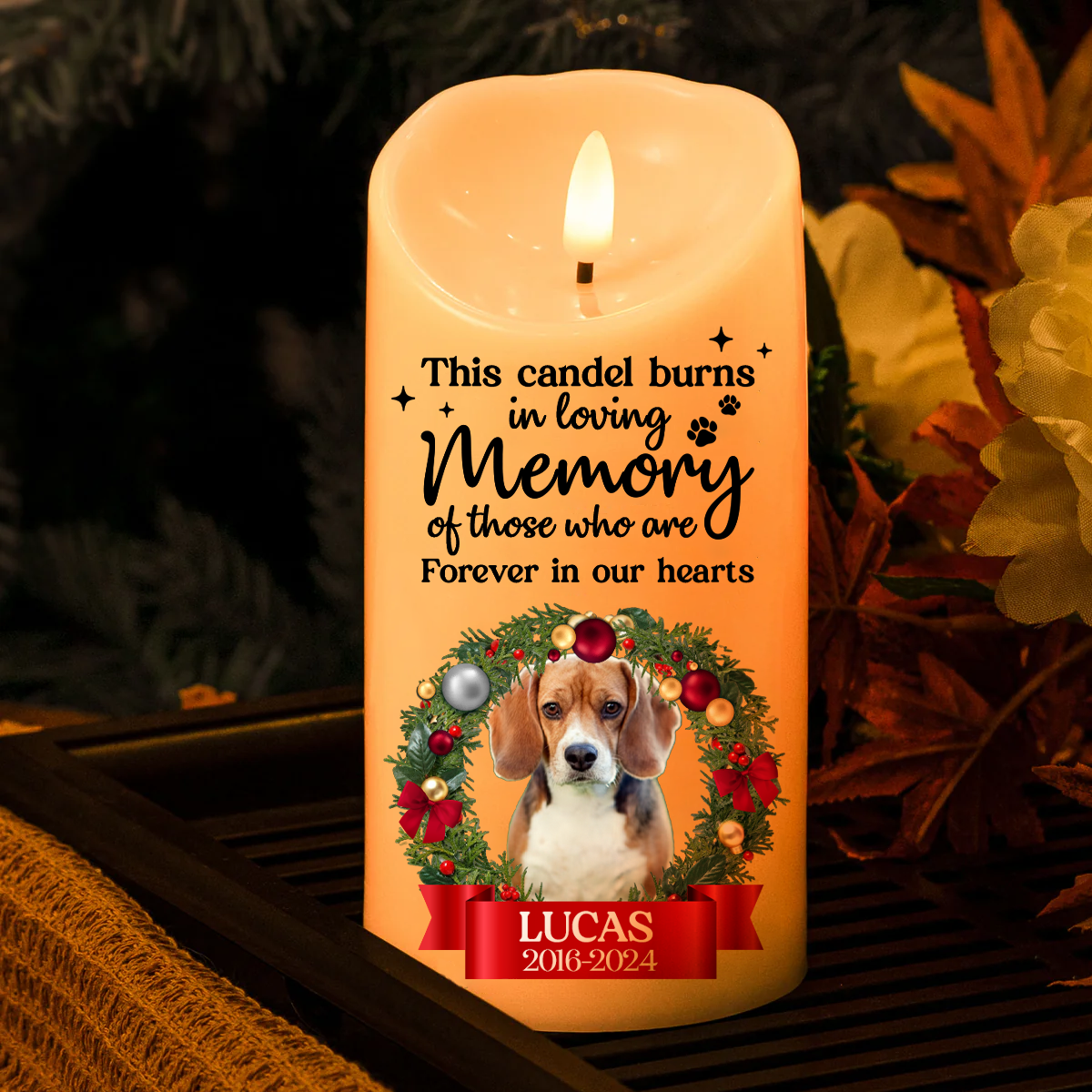 Custom Photo Memorial This Candle Burns In Loving Memory - Personalized Flameless LED Candle