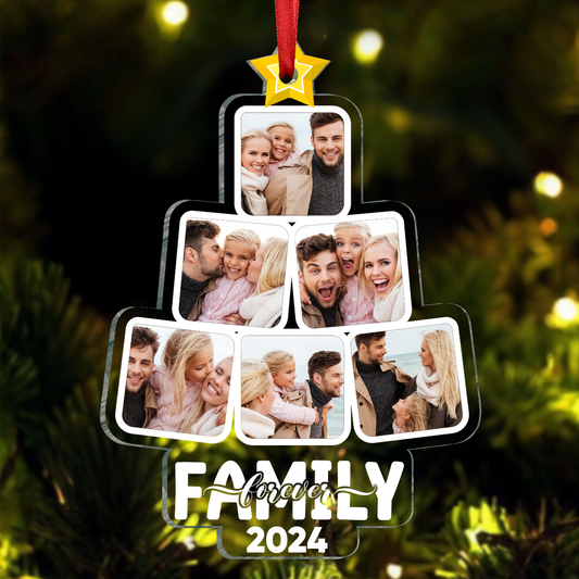 Custom Photo Christmas Family Tree Photo - Personalized Custom Shaped Acrylic Ornament