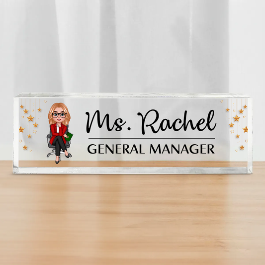 Woman Man Office Personalized Acrylic Desk Name Plate, Office Desk Decor, Gift For Colleagues, Coworkers