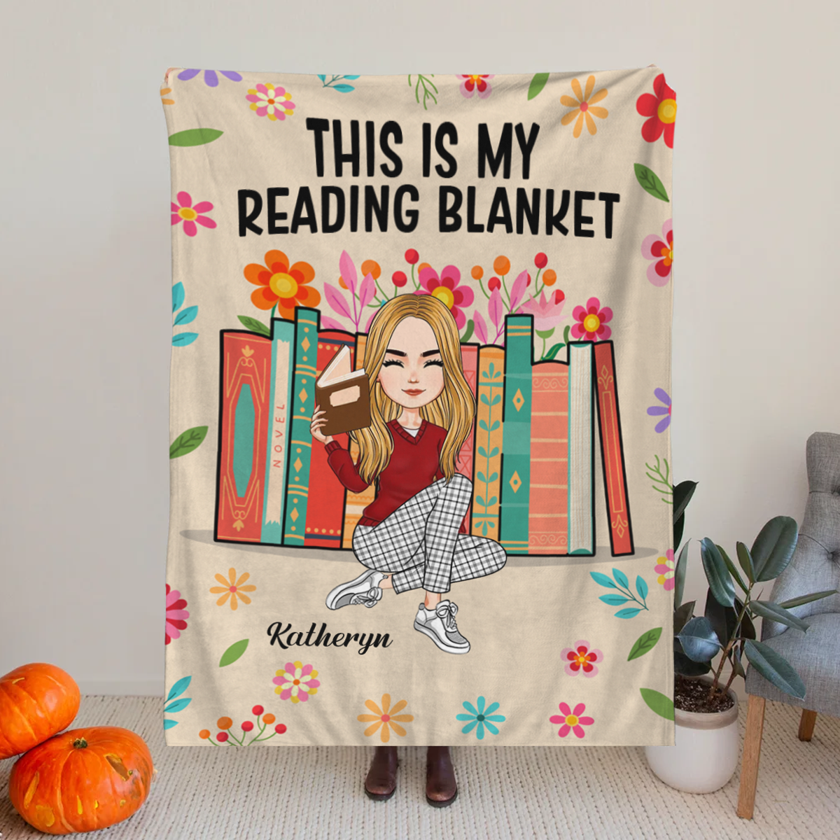 Book Flower My Reading Blanket - Personalized Fleece Blanket