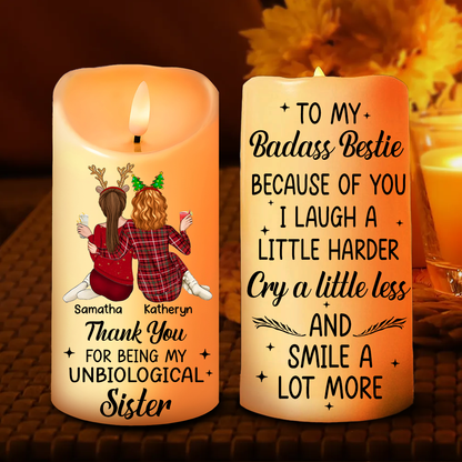 Thank You For Being My Unbiological Sisters - Personalized Flameless LED Candle