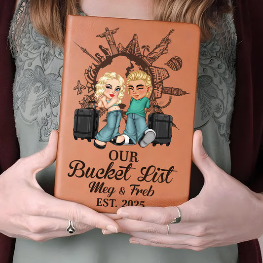 Our Bucket List Travel Couple - Personalized Leather Journal