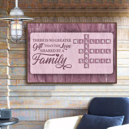 No Greater Gift Than Family Love Crossword Puzzle Art Personalized Poster, Family Keepsake