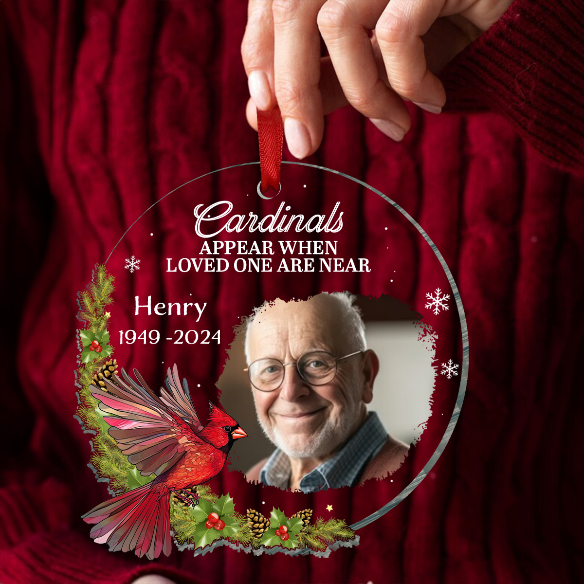 Custom Photo Memorial When Loved Ones Are Near - Personalized Custom Shaped Acrylic Ornament