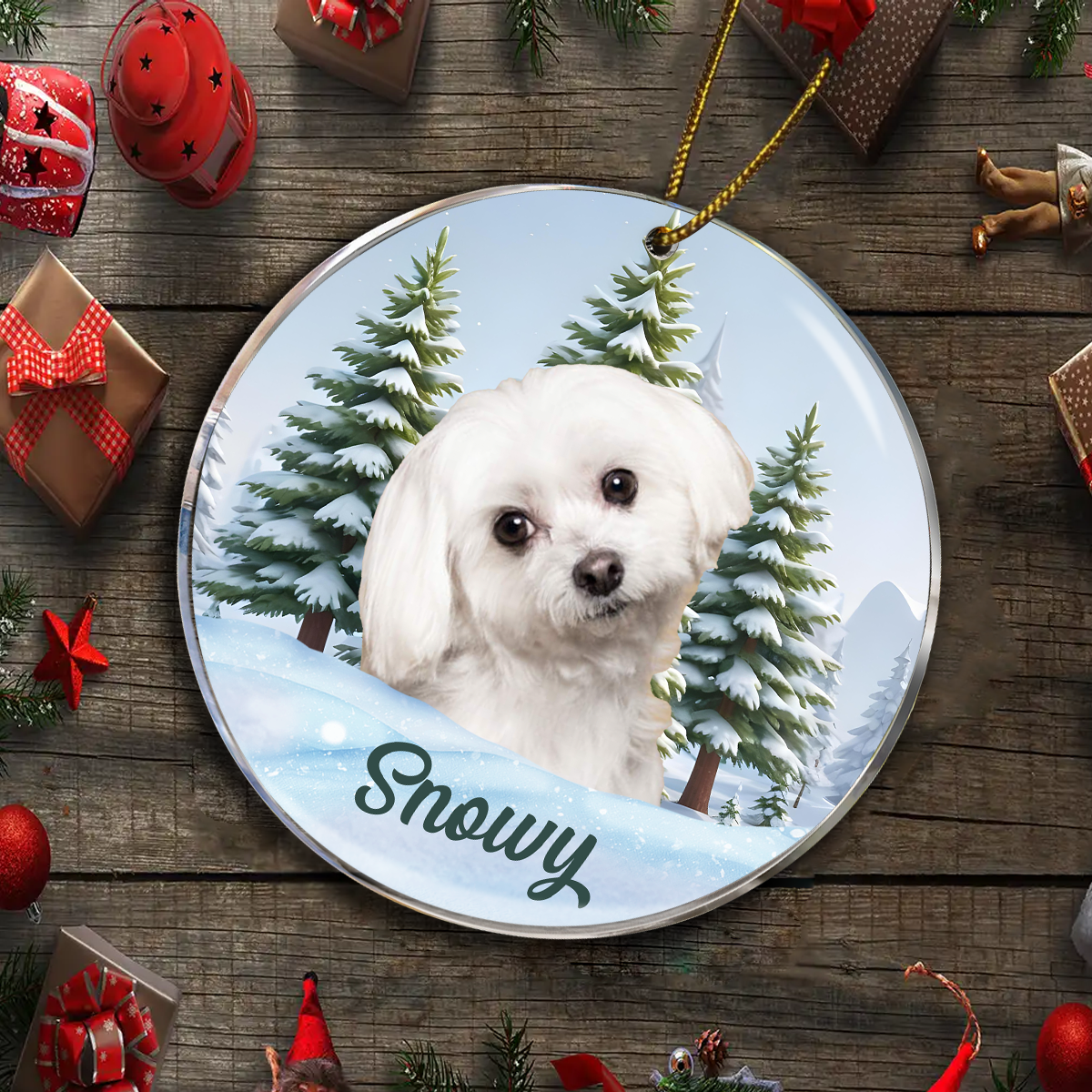 Custom Photo Pet Face Memorial - Personalized Circle Acrylic Ornament