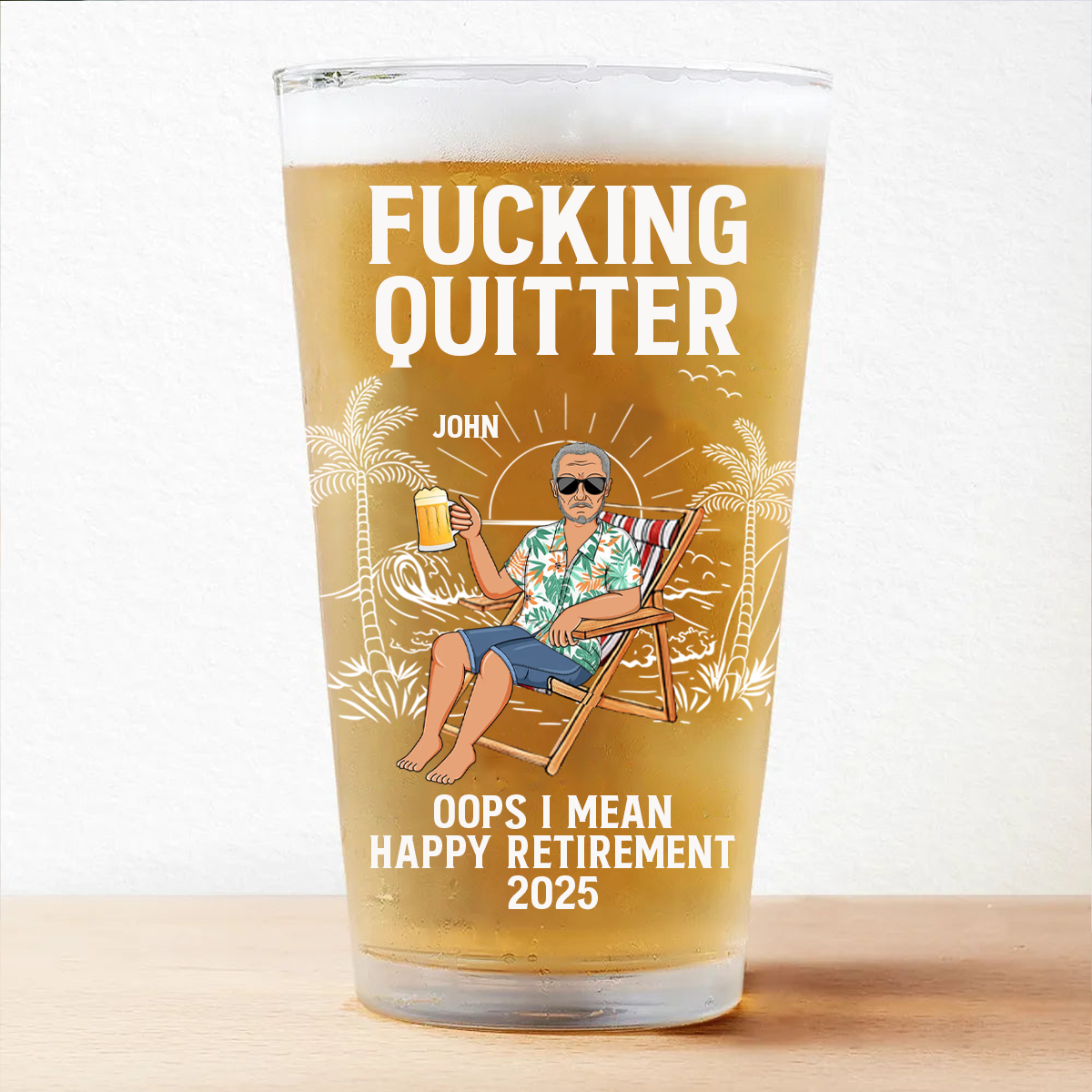 Oops I Mean Happy Retirement - Personalized Beer Glass