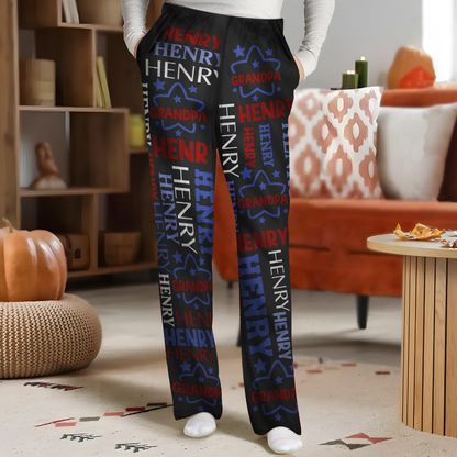 Grandpa Custom Grandkid Names - Personalized Pajama Pants