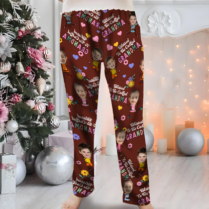 Custom Photo Bless To Be Called Grandma Nana - Personalized Pajama Pants