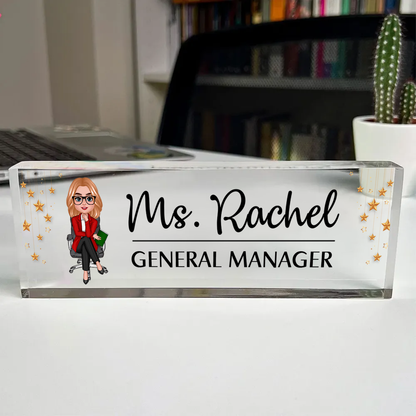 Woman Man Office Personalized Acrylic Desk Name Plate, Office Desk Decor, Gift For Colleagues, Coworkers