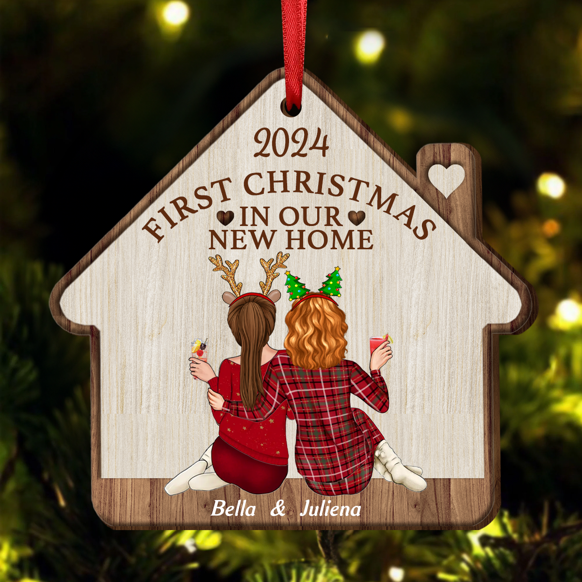 First Christmas In Our New Home - Personalized Custom Shaped Wooden Ornament