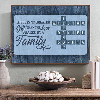 No Greater Gift Than Family Love Crossword Puzzle Art Personalized Poster, Family Keepsake