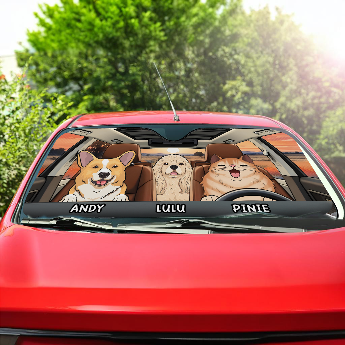 Dogs And Cats - Personalized Auto Sunshade - Gift For Pet Lovers