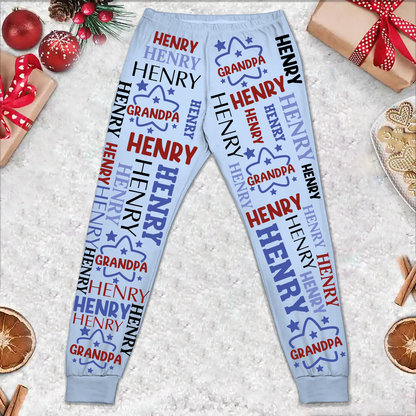 Grandpa Custom Grandkid Names - Personalized Pajama Pants