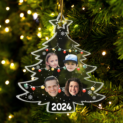 Custom Photo Christmas Tree Family - Personalized Custom Shaped Acrylic Ornament