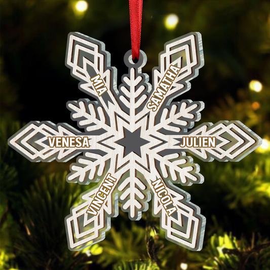 Snowflake Family Custom Names - Personalized Acrylic Ornament