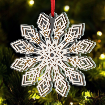 Snowflake Family Custom Names - Personalized Acrylic Ornament