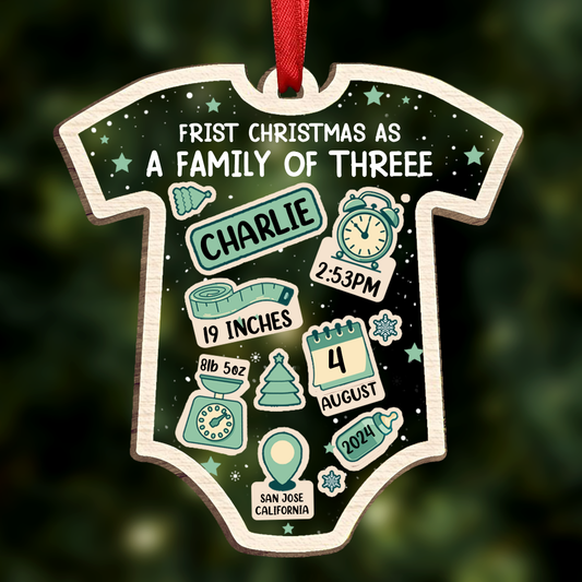 First Christmas Baby New Dad & Mom - Personalized 2-Layered Mix Ornament