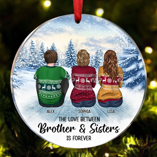 Personalized Siblings Christmas Winter Scene Ornament, Personalized Brothers and Sisters Ornament, Siblings Gift