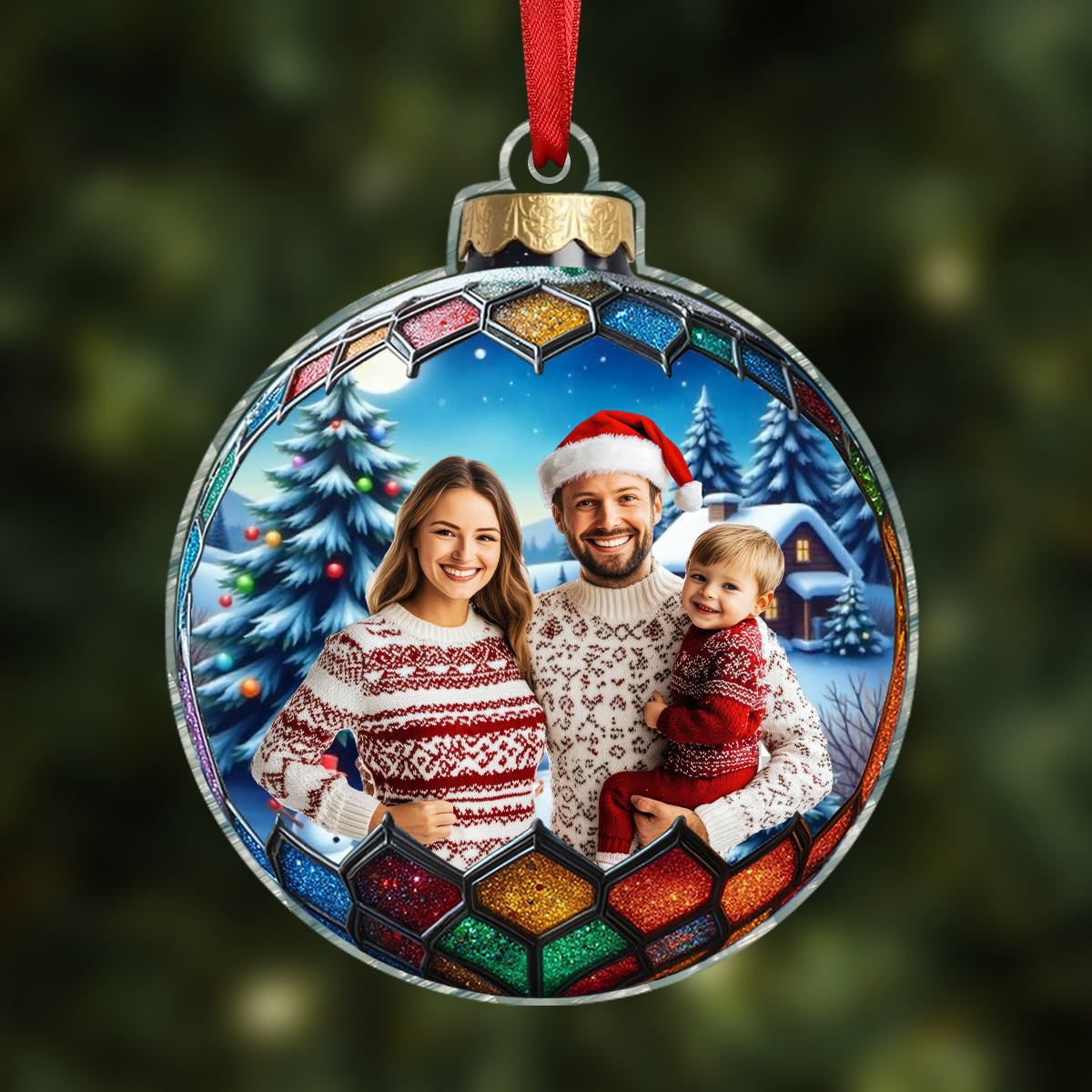 Custom Photo Christmas Good Cheer Is Found With Family - Family Personalized Custom Ornament - Acrylic Custom Shaped - Christmas Gift For Family Members