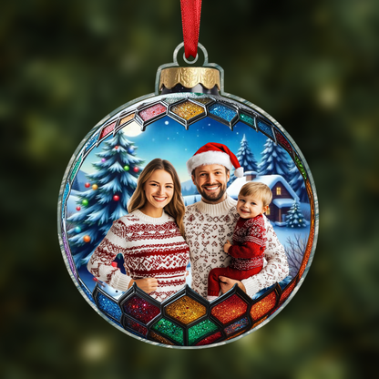 Custom Photo Christmas Good Cheer Is Found With Family - Family Personalized Custom Ornament - Acrylic Custom Shaped - Christmas Gift For Family Members