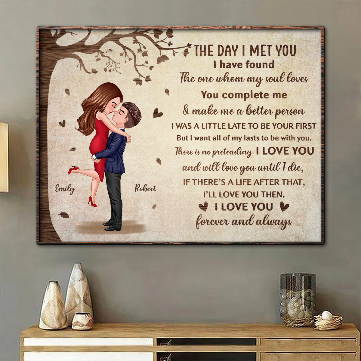 The Day I Met You Hugging Kissing Couple Personalized Poster