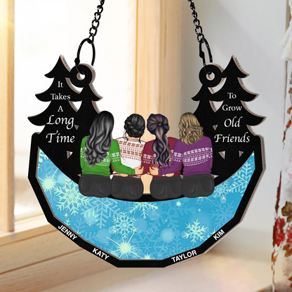 Grow Old Friends - Personalized Window Hanging Suncatcher Ornament